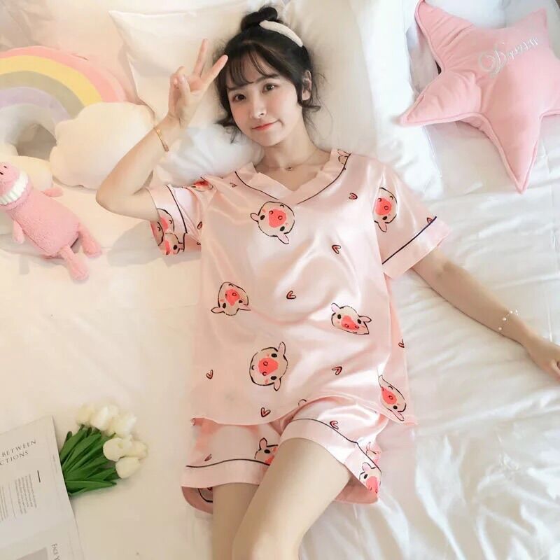 [ORDER] ĐỒ NGỦ PIJAMA MÙA HÈ LỤA NGẮN TAY HÀN QUỐC