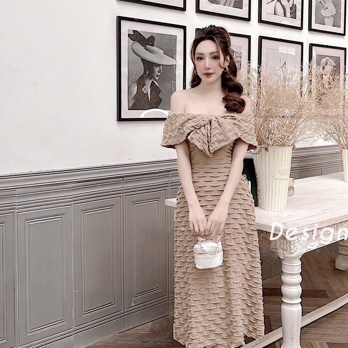 Váy đầm thiết kế trễ vai bánh bèo