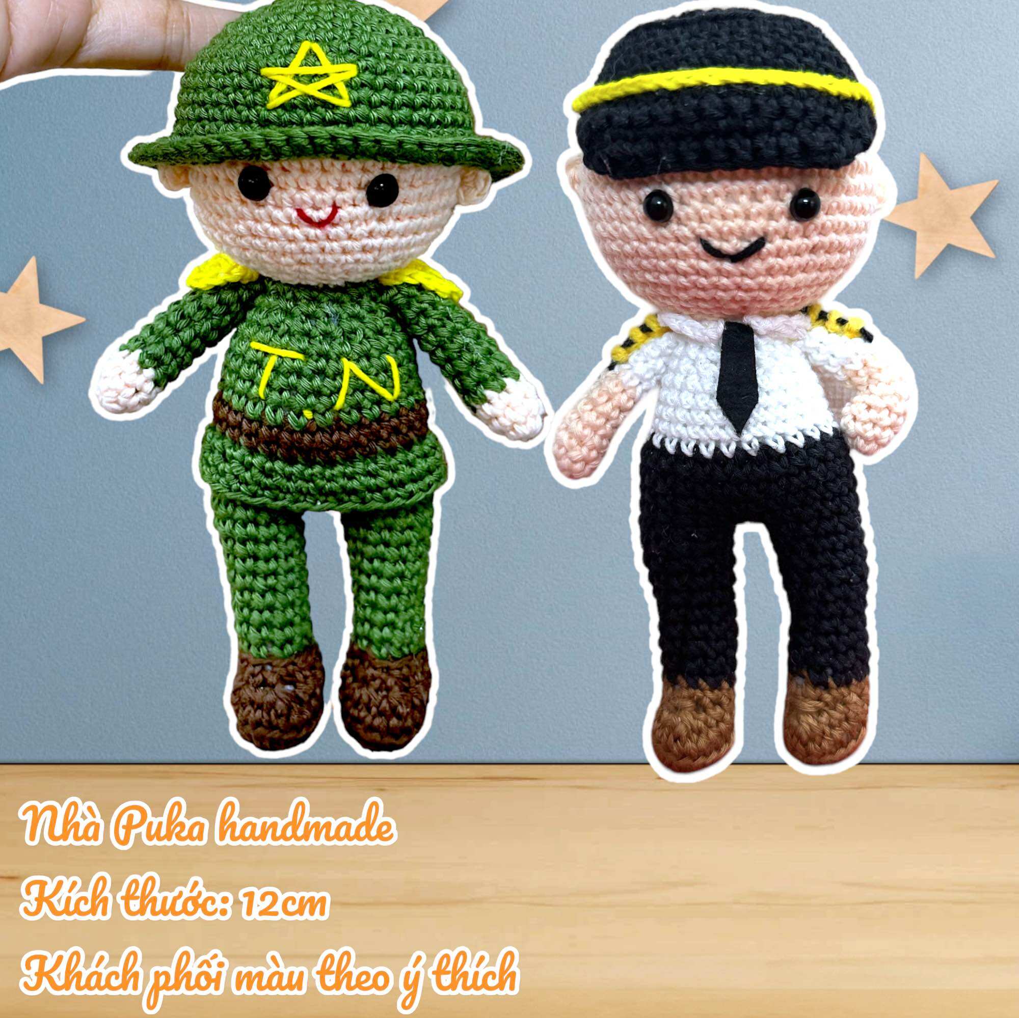 Móc khoá chú bộ đội phi công bằng len handmade quà tặng ý nghĩa có sẵn