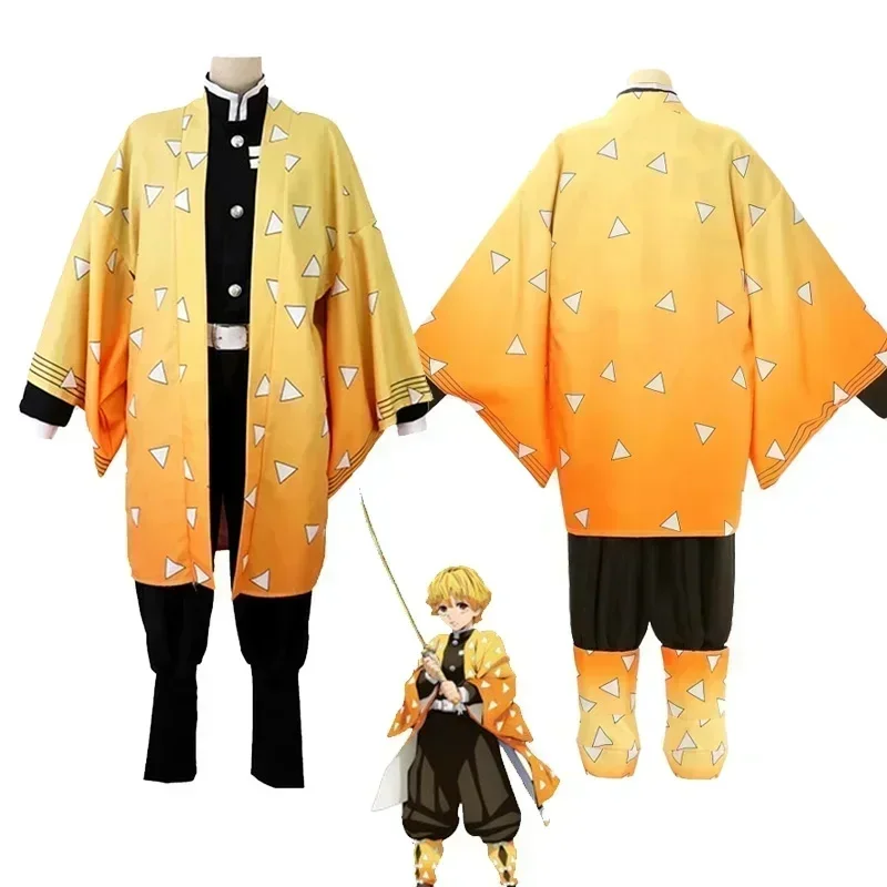 Demon Slayer Kimetsu Không Yaiba Agatsuma Zenitsu Anime Trang Phục Hóa Trang Unisex Cotton Kim Đồng Phục Cho Halloween Tiệc Giáng Sinh