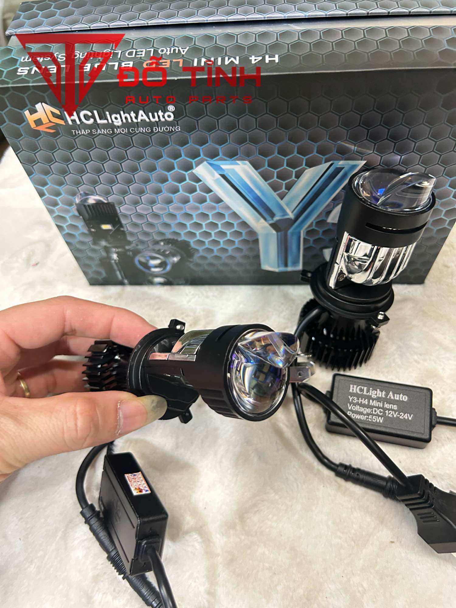 Bi pha ô tô h4 led y3 hcl siêu sáng. bi mini mắt ếch bảo hành 12 tháng.