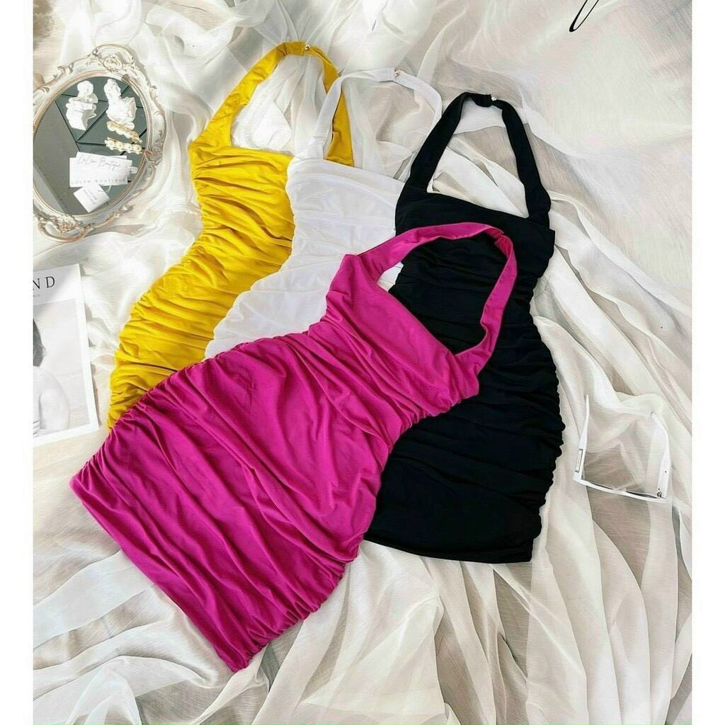 ĐẦM BODY LỤA NHÚNG THÂN ÔM CỔ VUÔNG FORM DƯỚI 47KG(U)