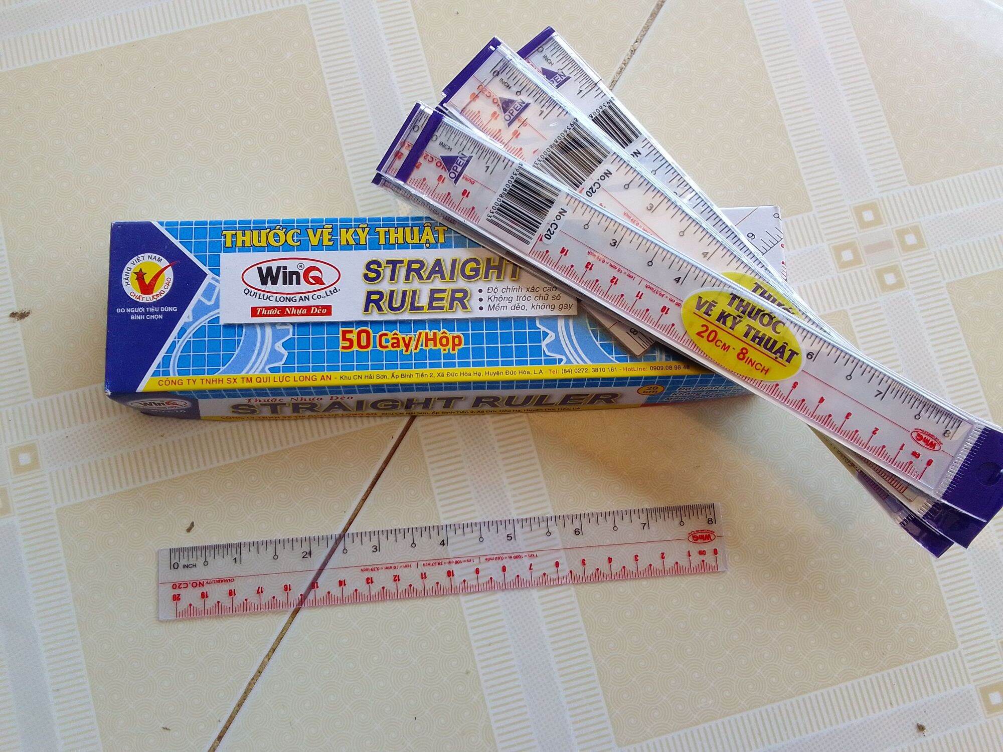 Thước thẳng nhựa dẻo WinQ 20cm bền đẹp