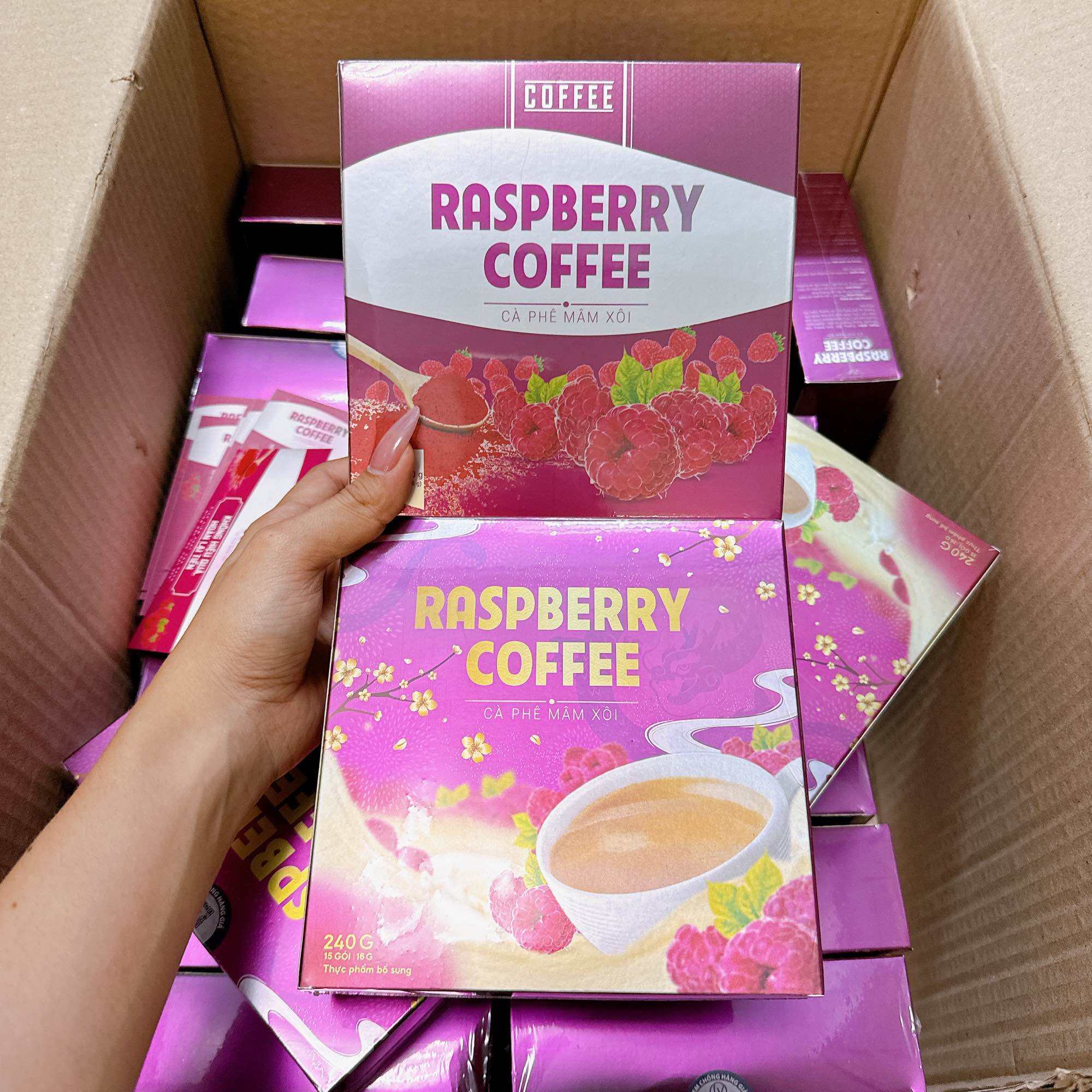 [CHÍNH HÃNG] Cà Phê Mâm Xôi Giảm Cân Raspberry Coffee hộp 15 gói