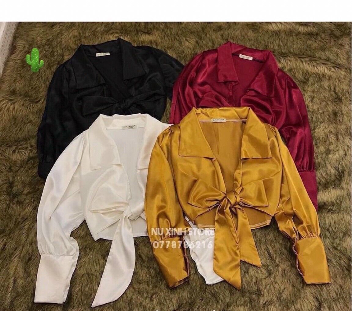 [HCM] ÁO KIỂU ÁO SƠ MI CỘT EO CHẤT PHI BÓNG ĐẸP FROM DƯỚI 50KG