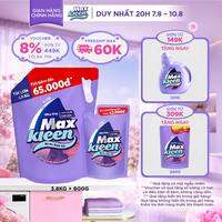 Combo Nước giặt xả MaxKleen Hương Nước Hoa Huyền Diệu: 1 Túi 3.8kg + 1 Túi 600g