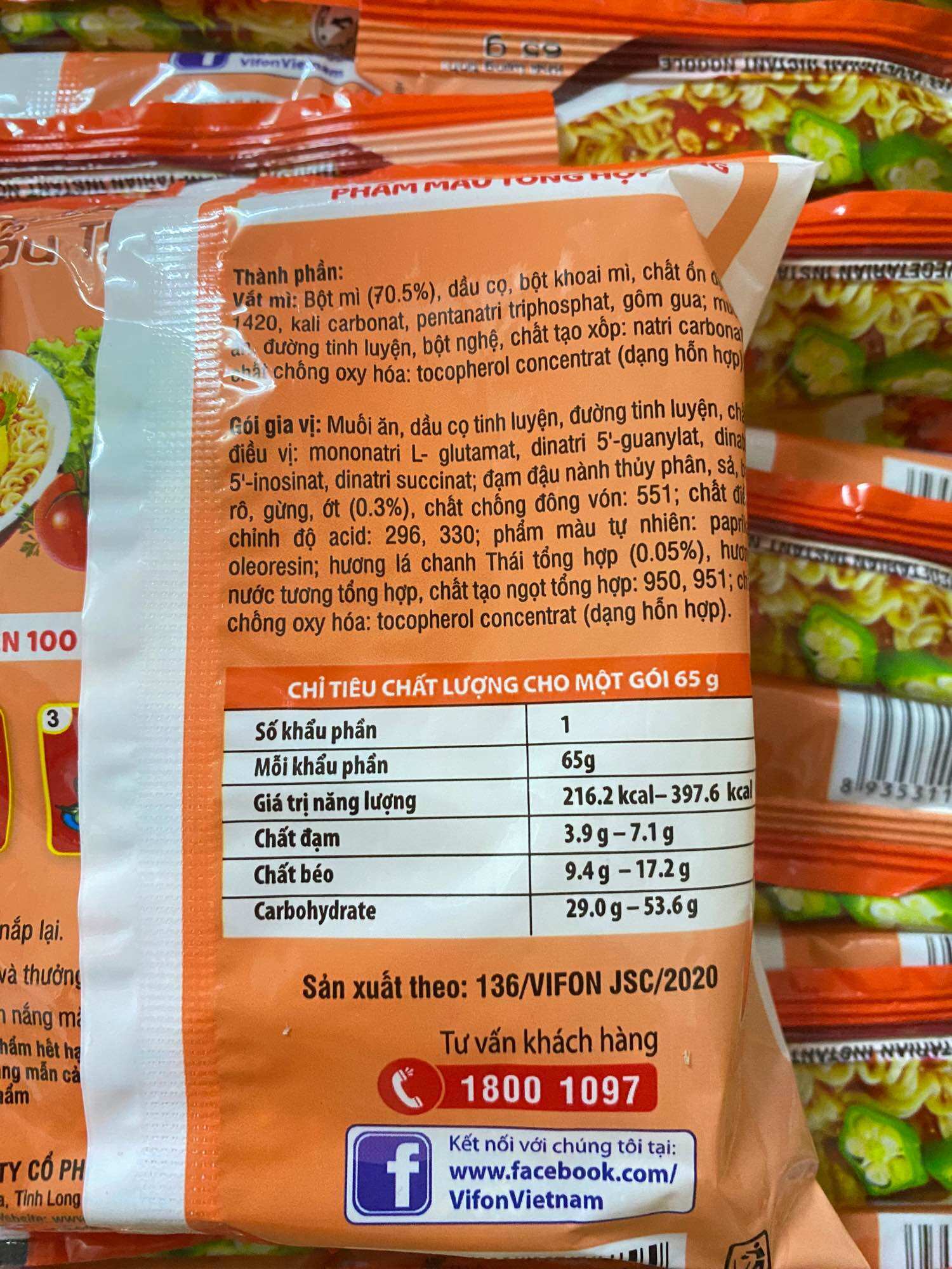Mì Chay Lẩu Thái Vifon (65g/ Gói)
