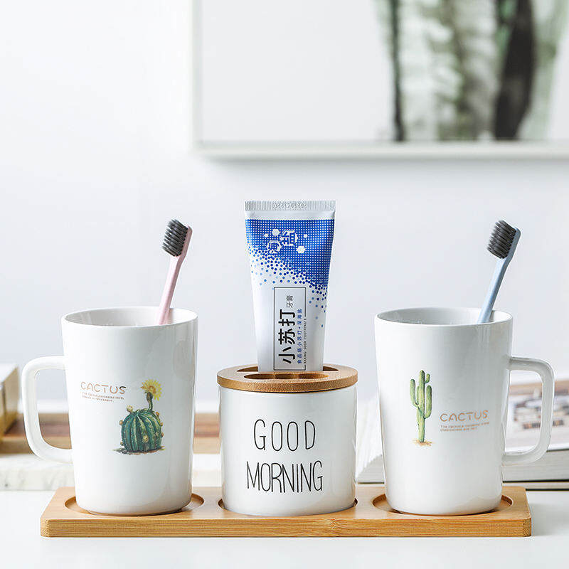 Bộ Cốc Súc Miệng Bắc Âu Phong Cách Instagram Cốc Đánh Răng Gia Dụng Cốc Bàn Chải Đánh Răng Cặp Đôi Cốc Đánh Răng Đơn Giản Cốc Đánh Răng Súc Miệng Gốm Sứ