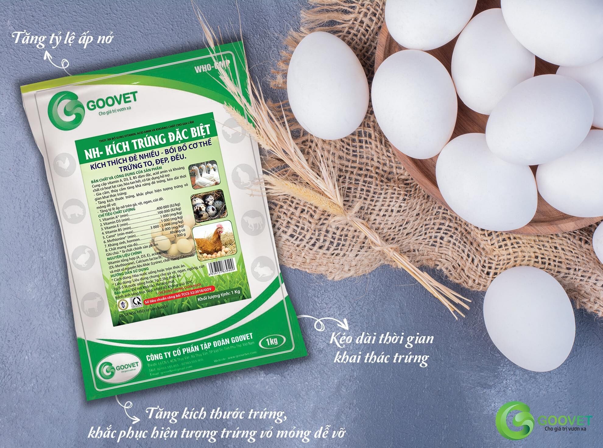 1kg NH - Kích Trứng Đặc Biệt - đẻ nhiều, trứng to, đẹp, đều chuyên dùng cho gà, vịt, ngan, ngỗng, cút đẻ