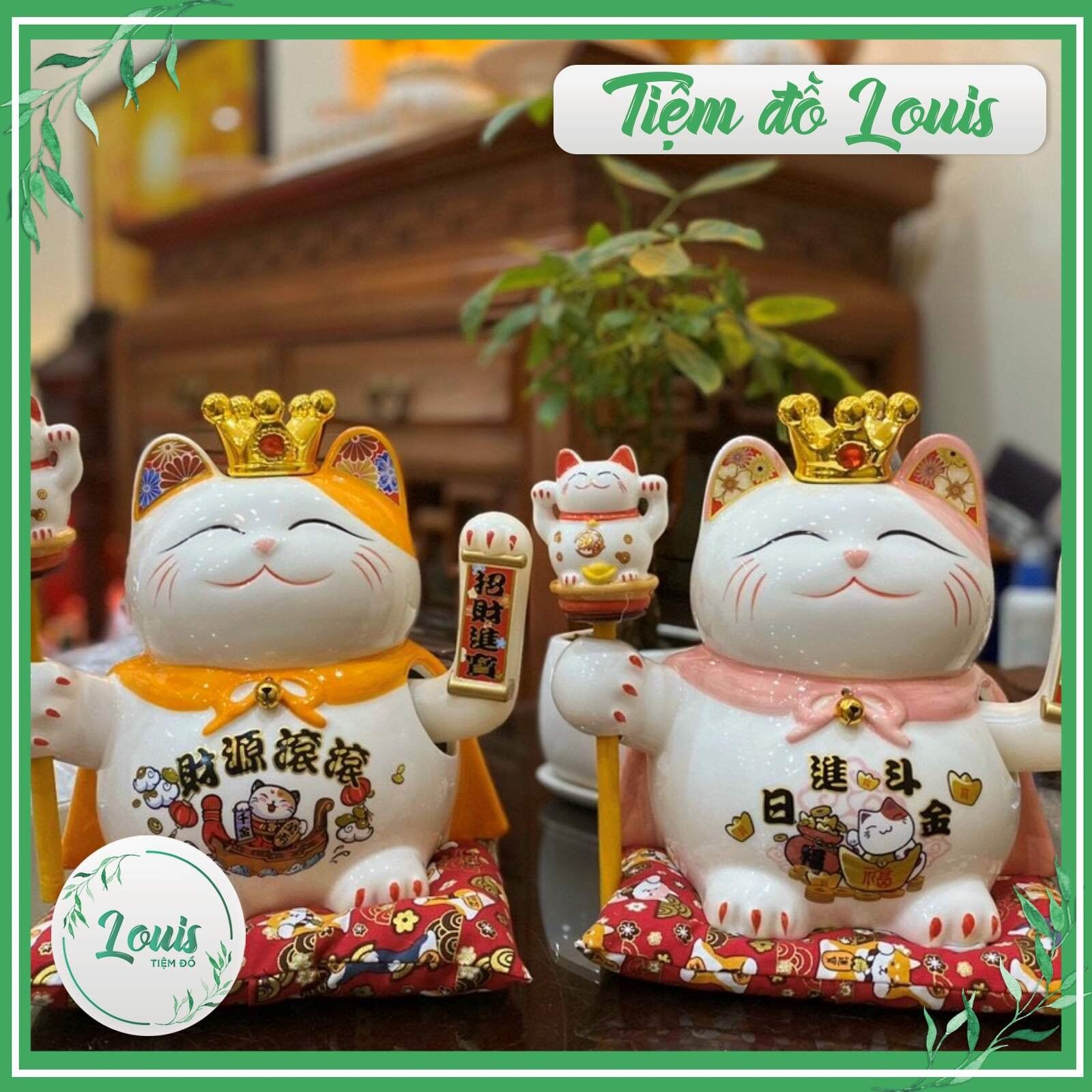 Mèo thần tài Đế Vương may mắn vẫy tay chiêu tài, chiêu lộc cho gia chủ size 23cm