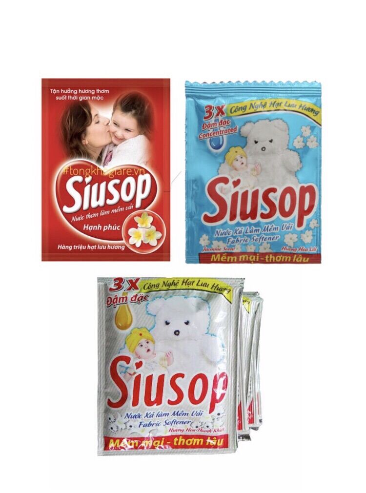 5 dây (1 dây 10 gói 1 gói 20g) nước xả vải SIUSOP đủ hương, siusop màu đỏ, siusop màu xanh, siusop màu trắng