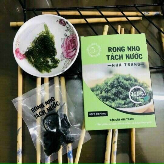 Rong nho tách nước,rong nho đặc sản nha trang,rong nho tươi,rong nho biển,rong nho siêu ngon,rong nho hộp 220g nở ra siêu nhiều