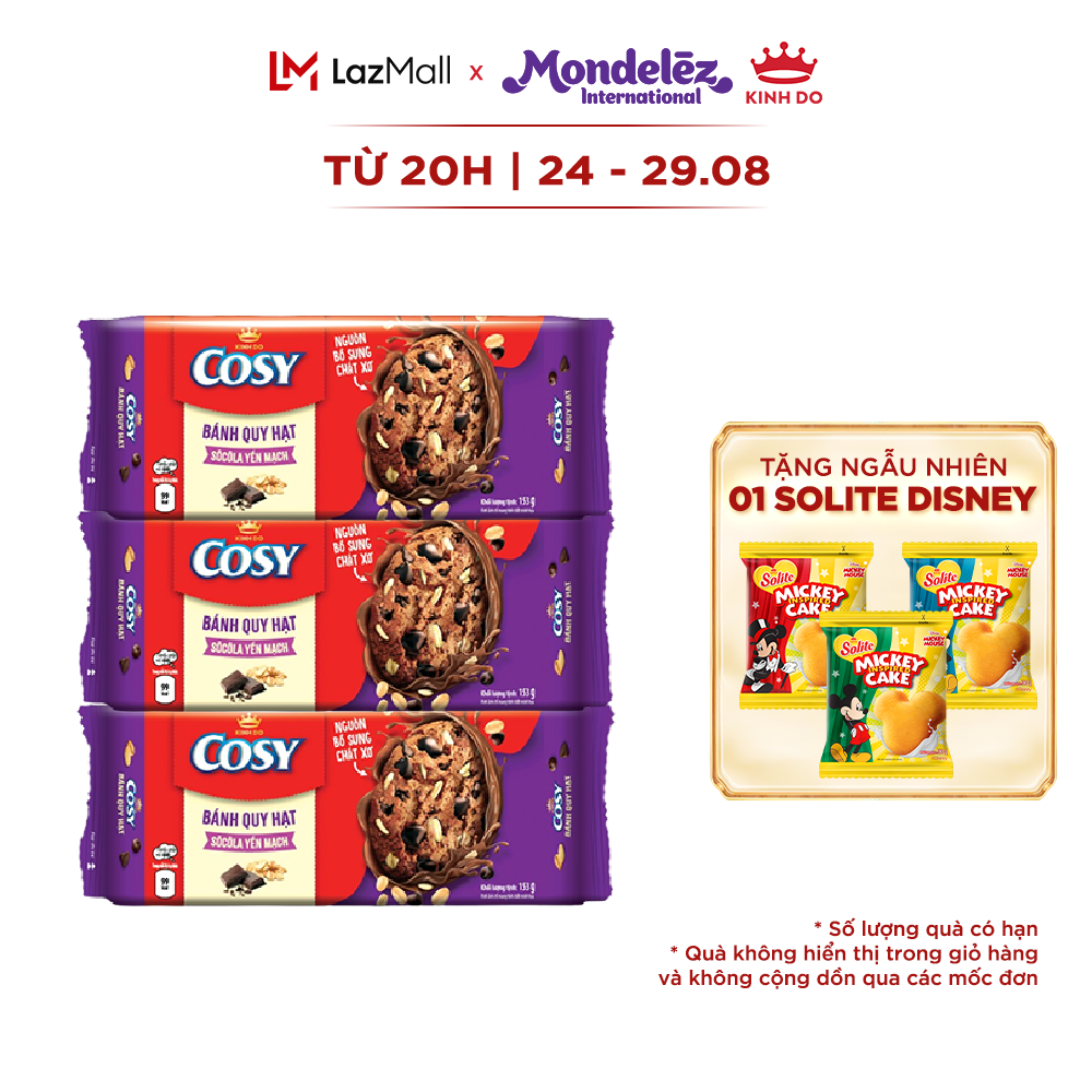 Bánh quy cosy wonderfulls yến mạch vị truyền thống, combo 3 gói x 153.2g