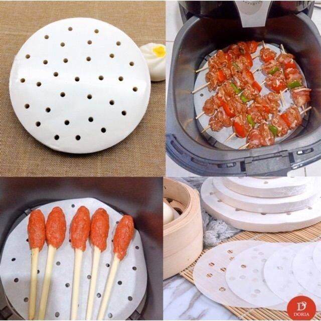 SET 100 TỜ GIẤY NẾN ĐỤC LỖ DÙNG CHO NỒI CHIÊN KHÔNG DẦU, GIẤY THẤM DẦU - GIẤY NẾN TRÒN ĐỤC LỖ SET 100 TỜ 22CM DÙNG LÓT XỬNG HẤP, NỒI CHIÊN KHÔNG DẦU, HẤP BÁNH BAO - GIẤY NẾN NƯỚNG HẤP BÁNH TỜ GIẤY NẾN