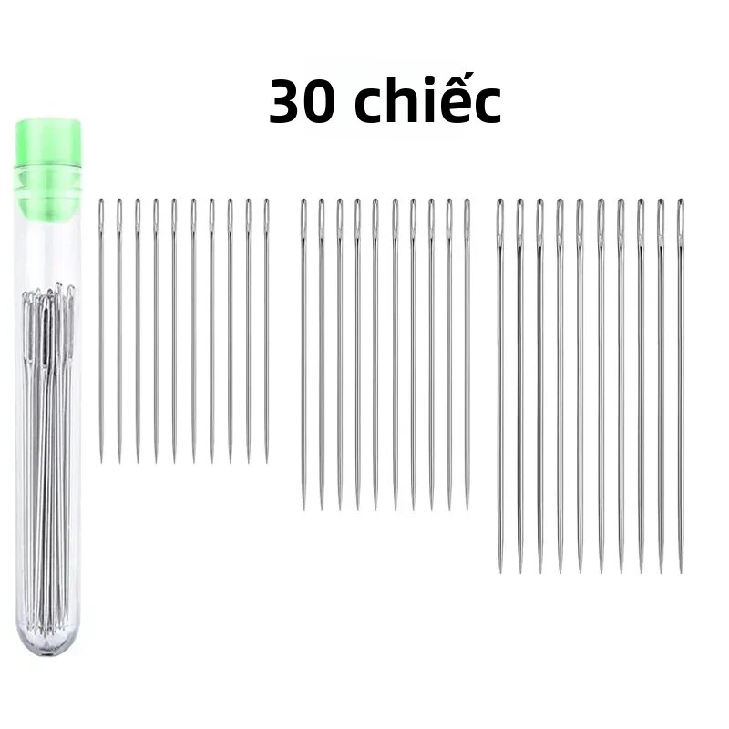 Bộ 30 Kim May Đa Năng Mắt Lớn 3 Kích Cỡ Thép Không Gỉ Dùng Cho May Đan Thêu Và May Viền.