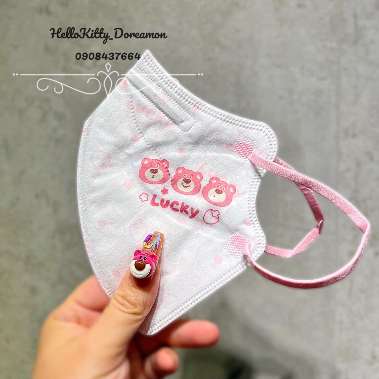 Set 5c khẩu trang in hình 4d gấu dâu lotso