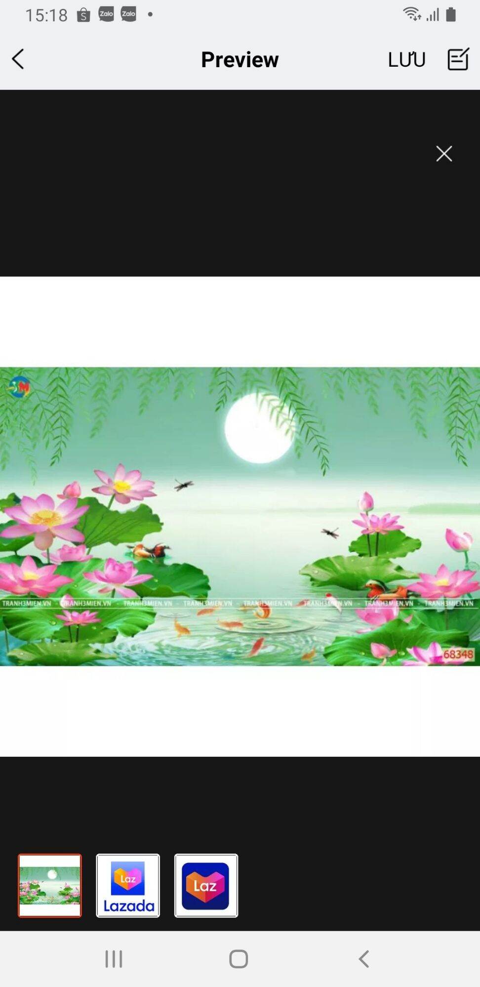 Tranh 3d hoa sen dán trang trí tường keo sẵn
