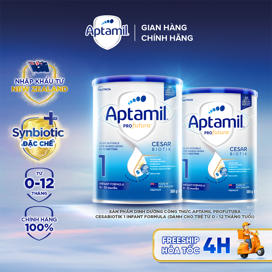 [Hỏa tốc 0Đ] Combo 2 Sữa bột Aptamil Profutura Cesarbiotik New Zealand số 1 380g - Synbiotic độc quyền