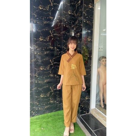 ĐỒ LAM ĐI CHÙA - MẪU XÉO CỔ THÊU SEN