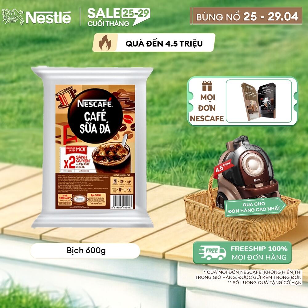 [FREESHIP TOÀN QUỐC] Cà phê hòa tan NESCAFÉ Cà phê sữa đá (bịch 600g)