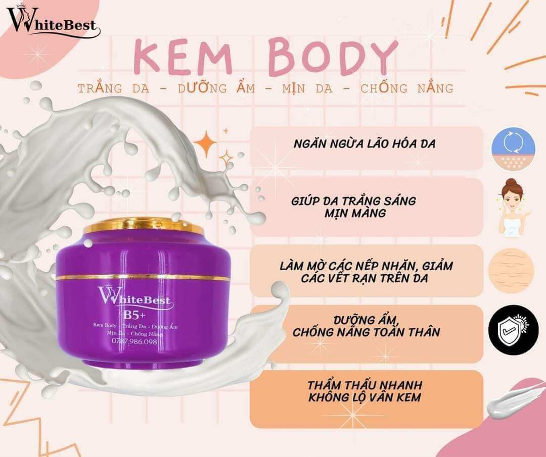 kem body white best dưỡng trắng da b5 200g