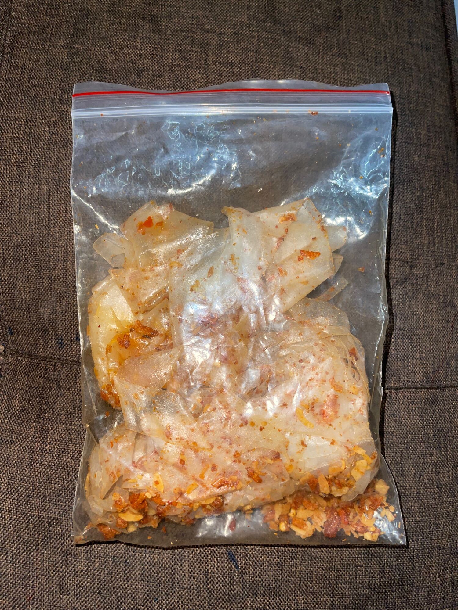 Túi zip 150gr - Bánh tráng phơi sương muối nhuyễn full topping ớt rim cực cay