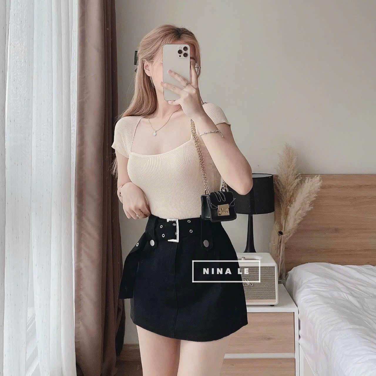 CHÂN VÁY KAKI TRƠN KÈM KHOÁ VK đen