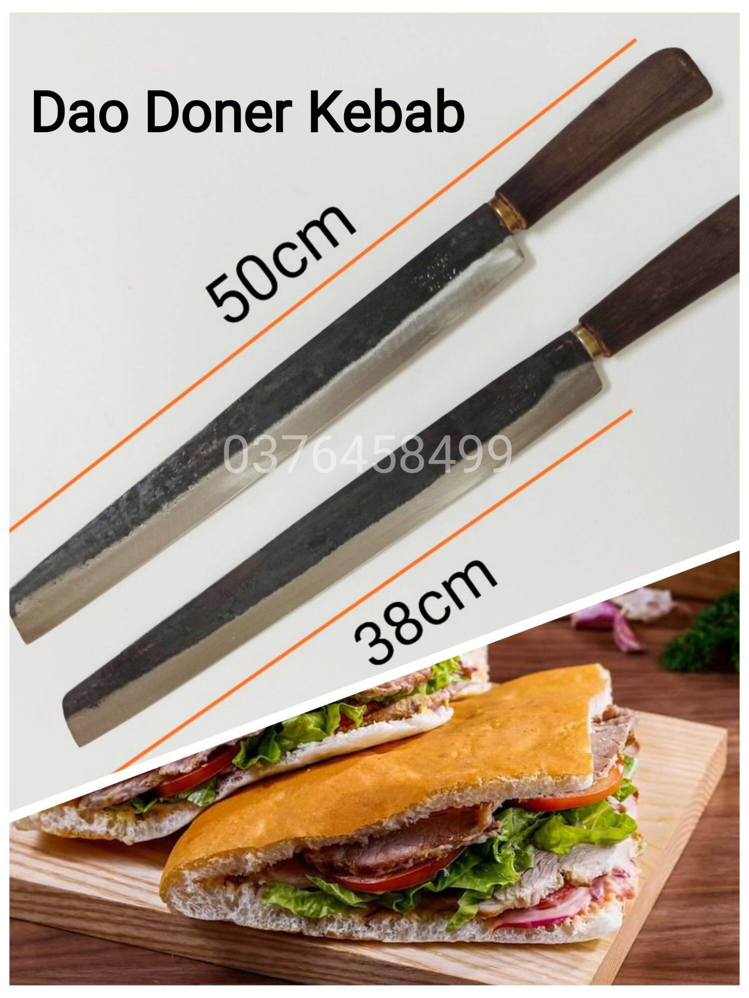 Dao dài 50cm chuyên thái thịt nướng bánh mì Doner Kebab, bổ dưa, bổ mít