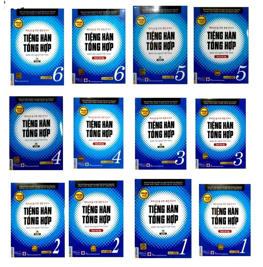 Combo 12 cuốn tiếng Hàn tổng hợp dành cho người Việt Nam tập 1,2,3,4,5,6 kèm sách bài tập
