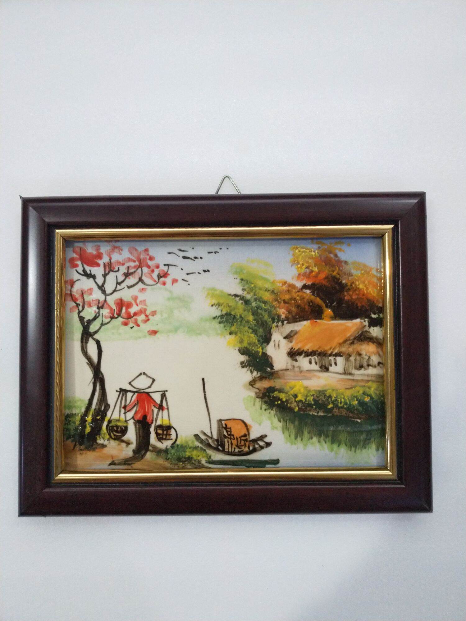 tranh gốm sứ Bát Tràng mini xinh xắn KT 18*24