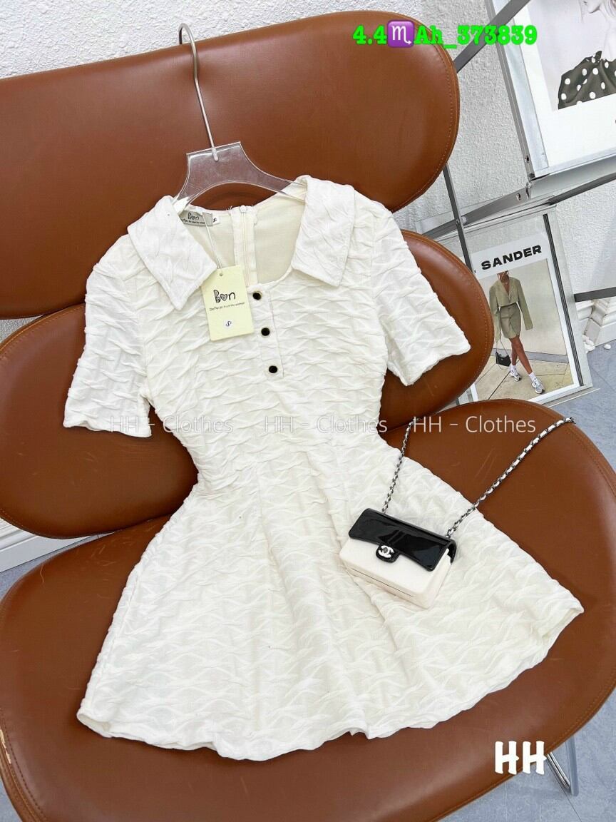 Đầm xòe cổ sơ mi sóng