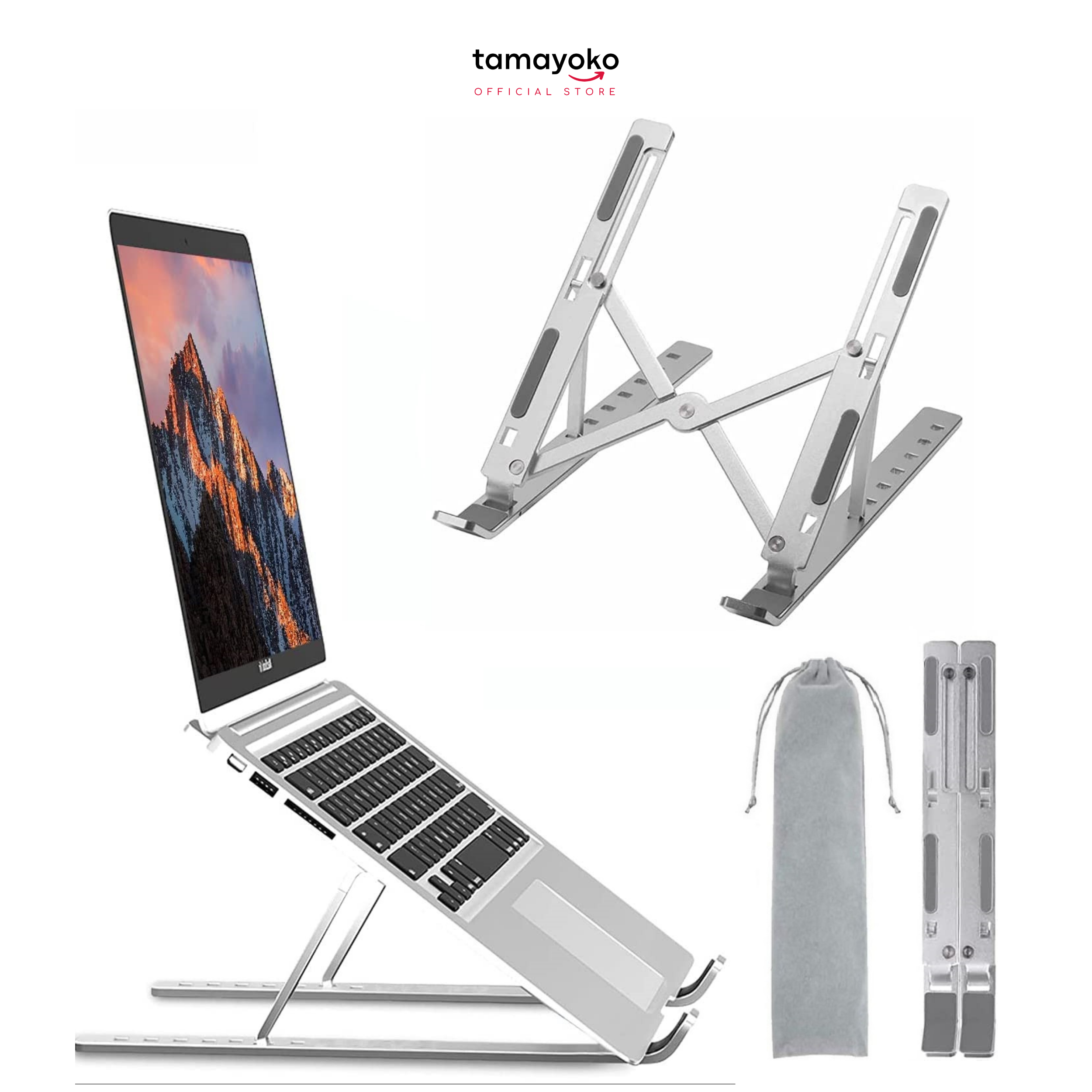 Giá Đỡ Laptop Hợp Kim Nhôm Cao Cấp Có Thể Gấp Gọn, Giúp Tản Nhiệt Laptop, Macbook, Máy Tính Xách Tay. 06 Vị Trí Điều Chỉnh Góc Độ. Hàng Chính Hãng Tamayoko