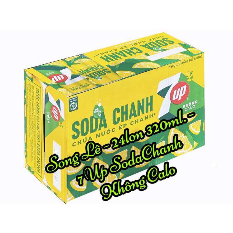 [Hoả Tốc](Thùng 24 Lon) Date T04/2025- Nước Ngọt 7Up Soda Chanh KHÔNG CALO 320ml (Date mới nhất)