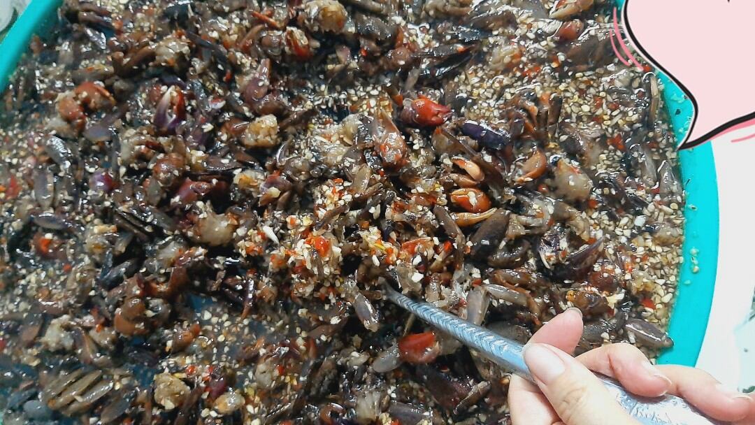mắm ba khía trộn tỏi ớt vị chuẩn ngon,mắm ba khía trộn sẵn hủ 700g