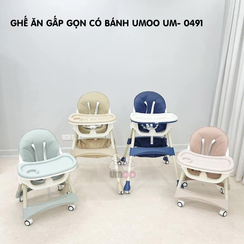 Ghế ăn dặm Umoo điều chỉnh độ cao có bánh xe UM-0401