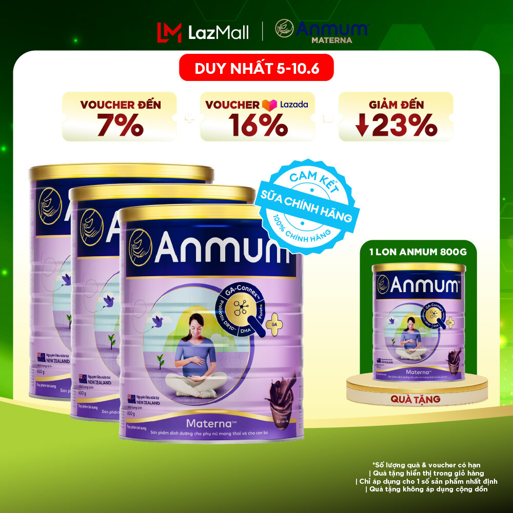 [Voucher giảm đến 26%]Combo 3 Sữa Bột Dành Cho Mẹ Bầu Anmum Materna Hương Socola 800G