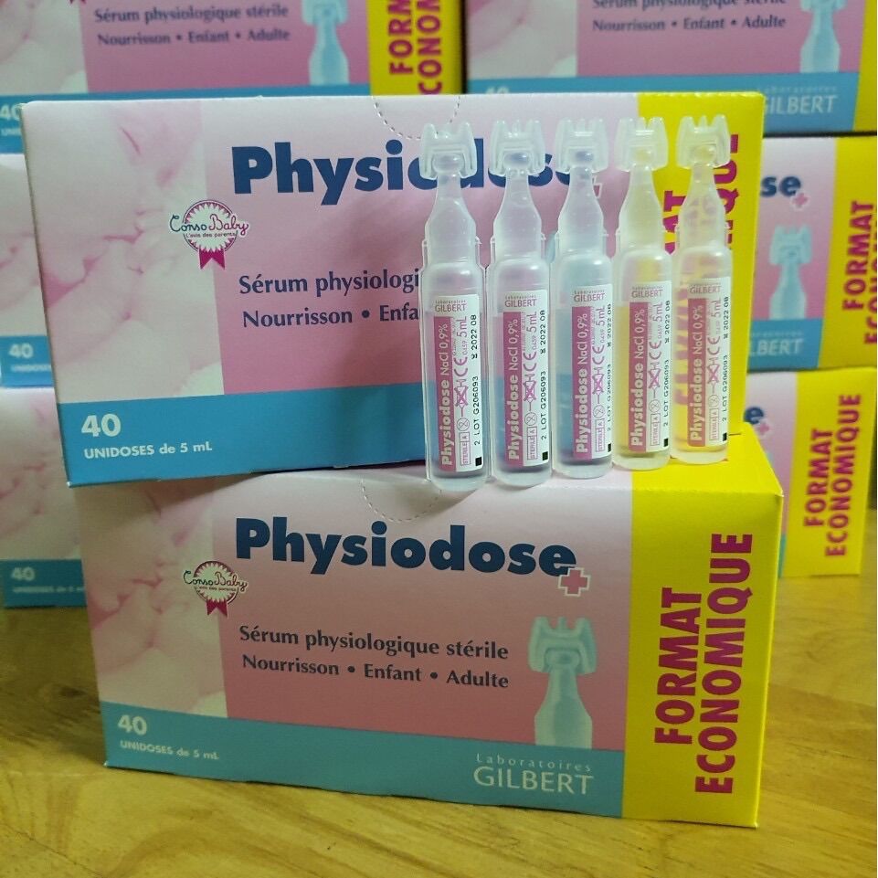 Nước muối sinh lý Hồng, Vàng, Xanh (hộp 20/40 tép) - Pháp
