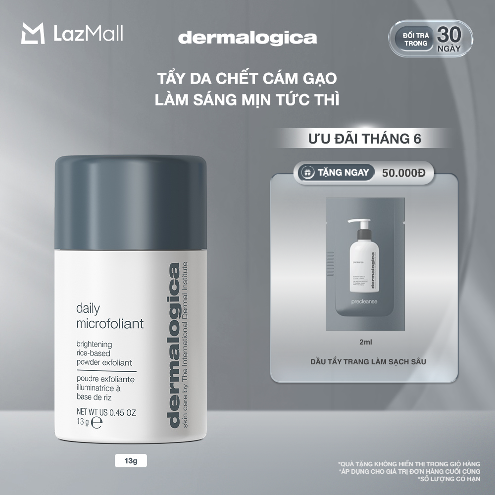 Tẩy da chết cám gạo dermalogica daily microfoliant 13g, làm sáng mịn, dành cho mọi loại da
