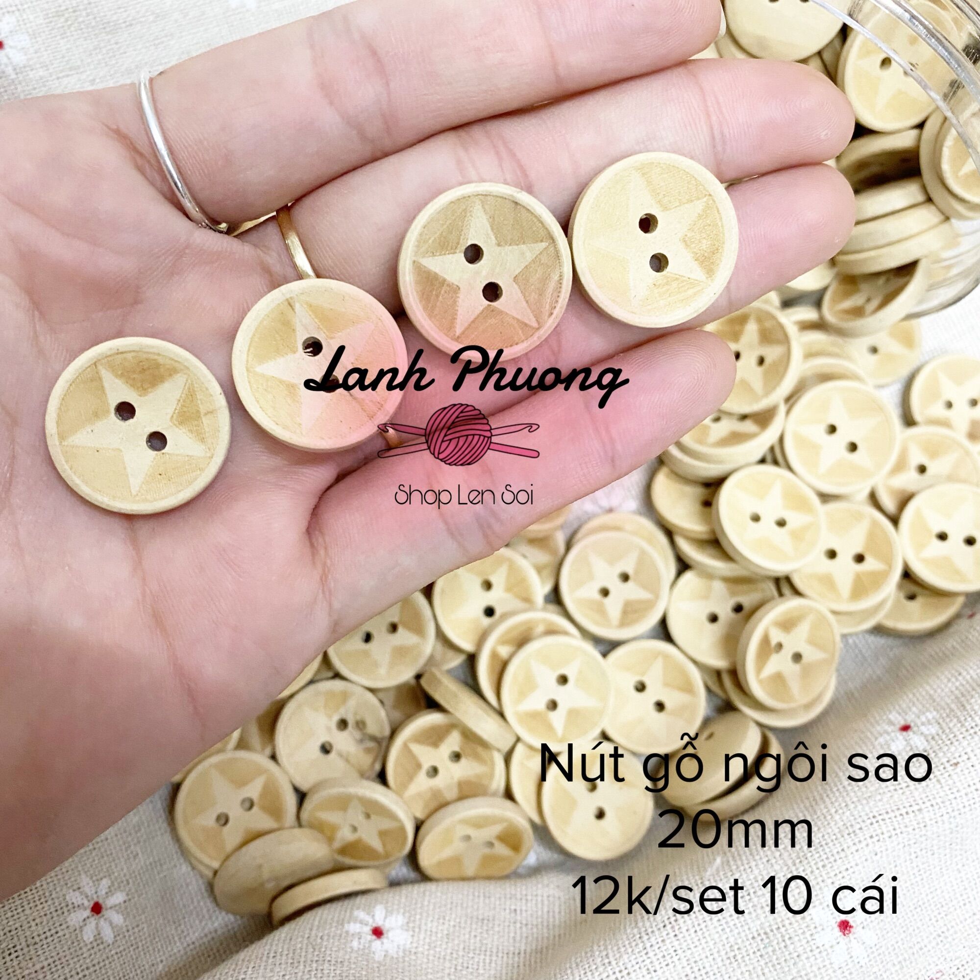 Nút Gỗ Trang Trí Ngôi Sao 20mm (10cái)