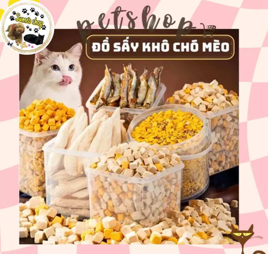 Snack thịt sấy cho Chó mèo túi zip 100g, Gà sấy hỗn hợp thơm ngon cho thú cưng