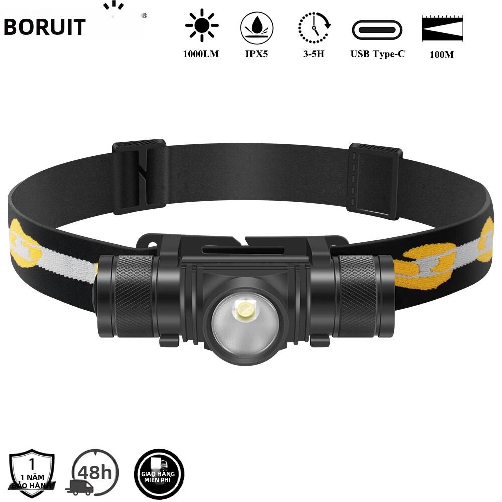 BORUiT D10 1000LM Đèn Pha LED Nhẹ Chống Nước Đèn Pha Type-C Sạc Dành Cho Cắm Trại Câu Cá Đi Bộ Đường Dài Đi Xe Đạp