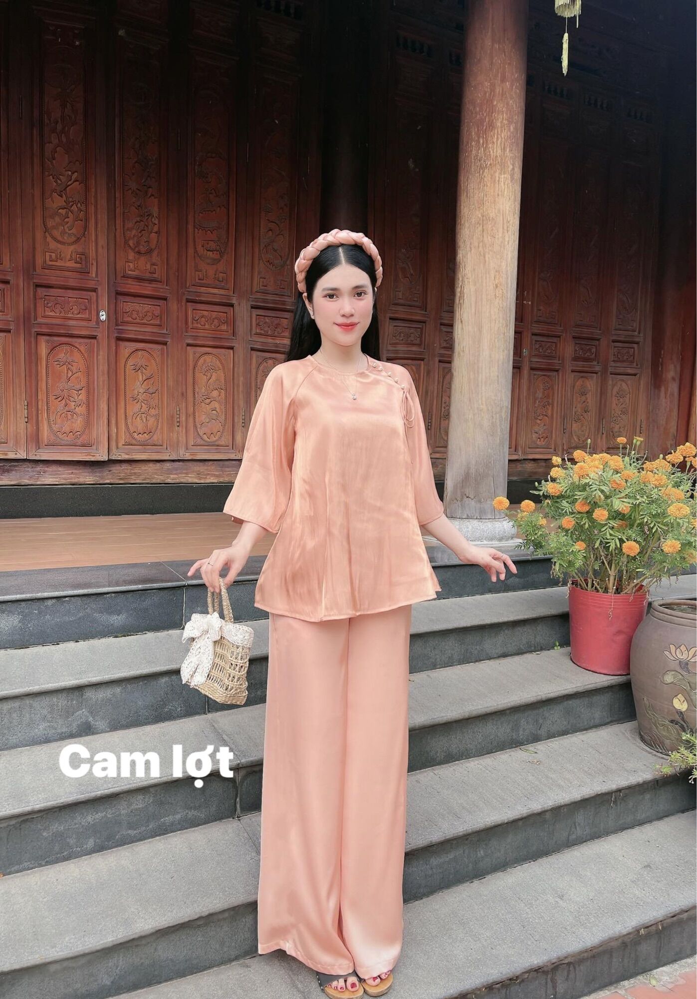 Đồ Lam Đi Chùa _ Mẫu Hồ Điệp ( Chất vãi voan lụa cao cấp )