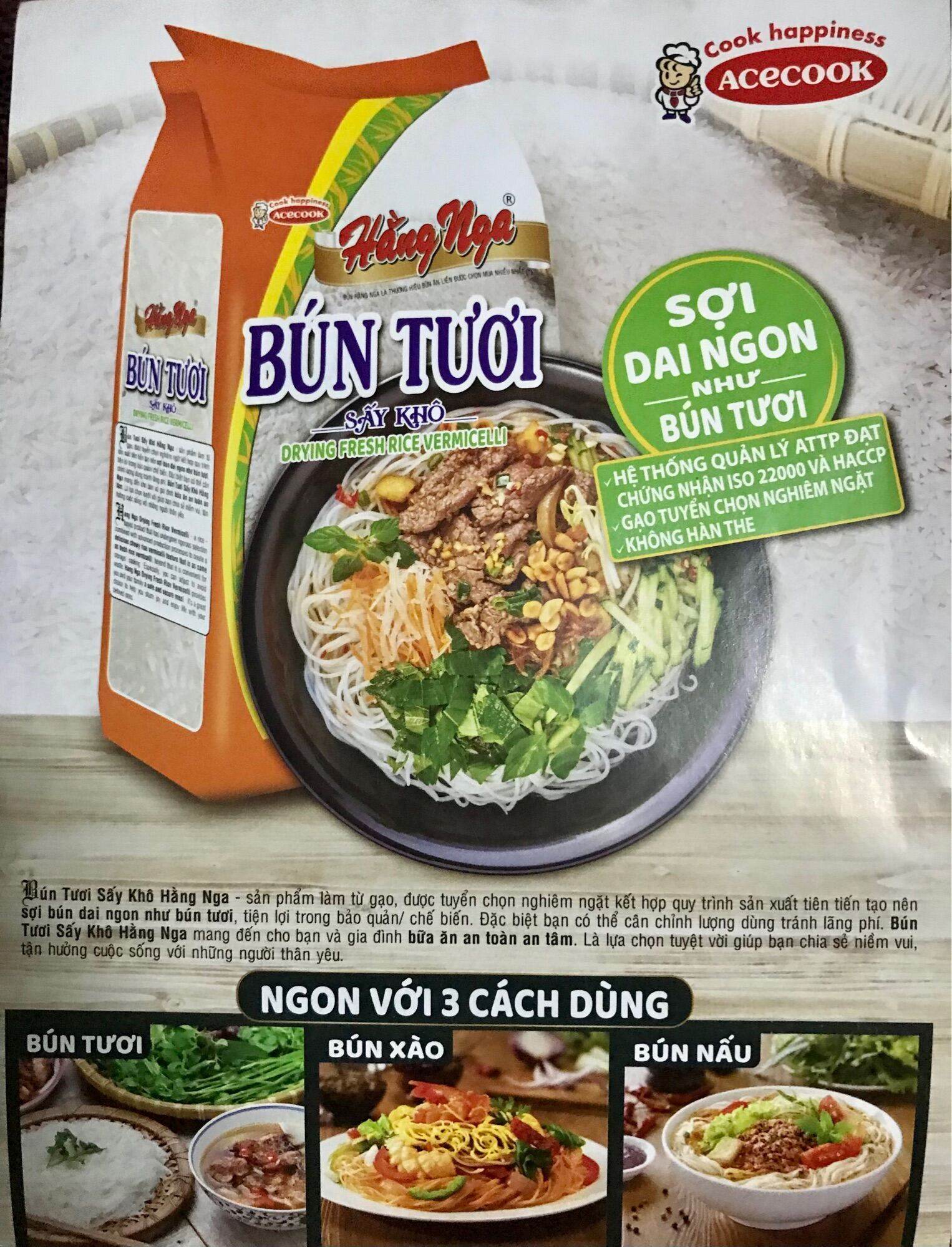 Bún Tươi Sấy Khô Hằng Nga ( 200g × 10 gói )...date mớu