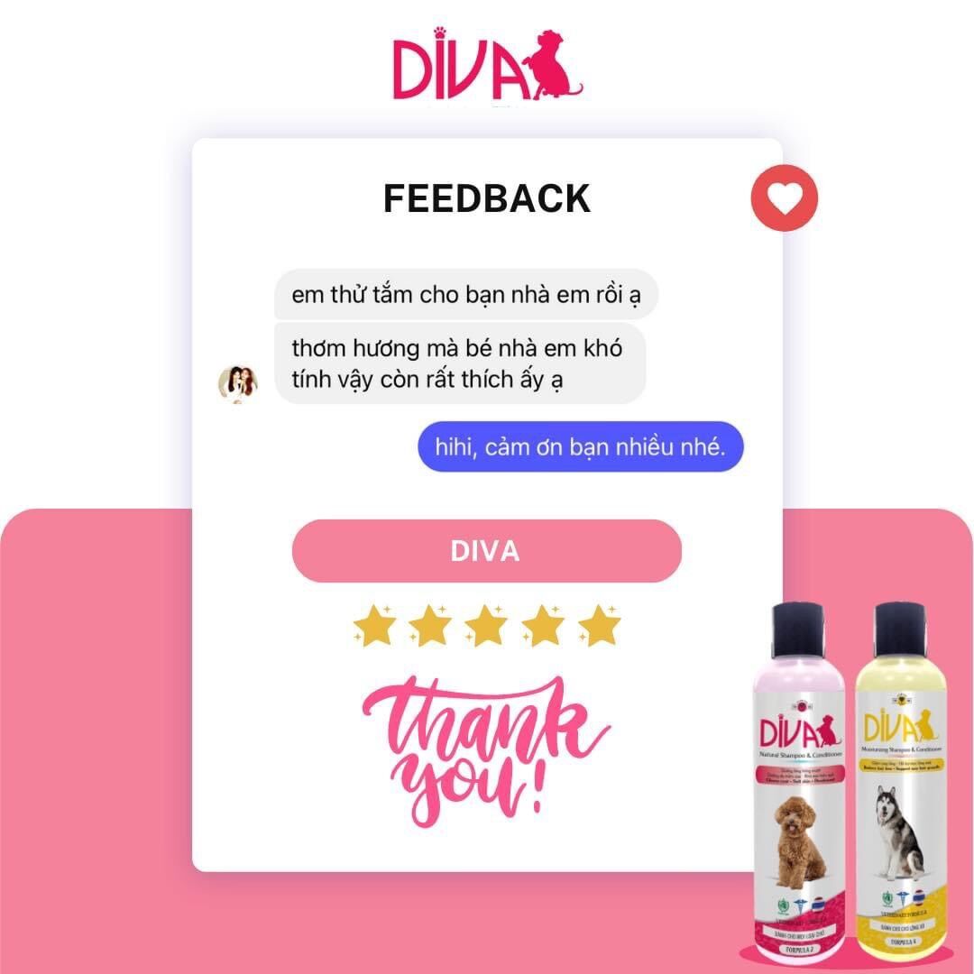 Sữa tắm thơm mượt chống rụng Diva cho chó