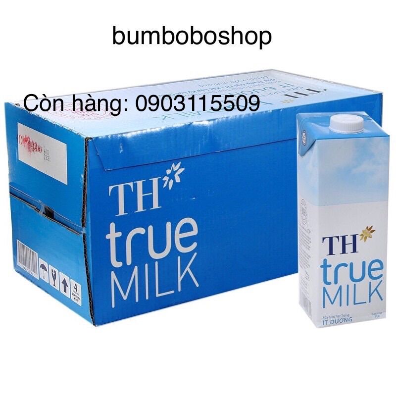 Thùng 12 lít sữa tươi th true milk ít đường - date 12/2024