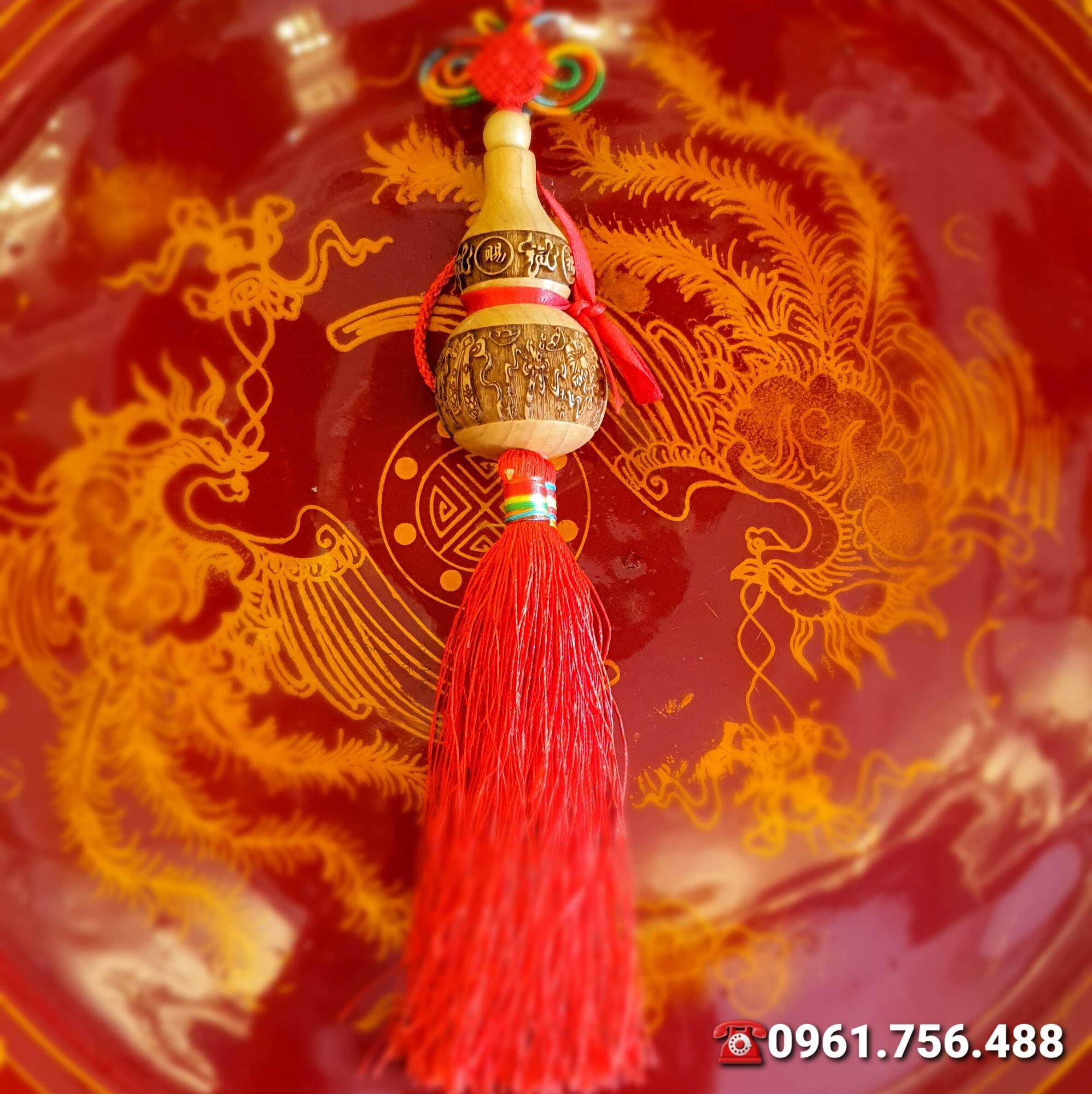 Hồ lô phong thủy- Hồ lô gỗ trạm hoa văn