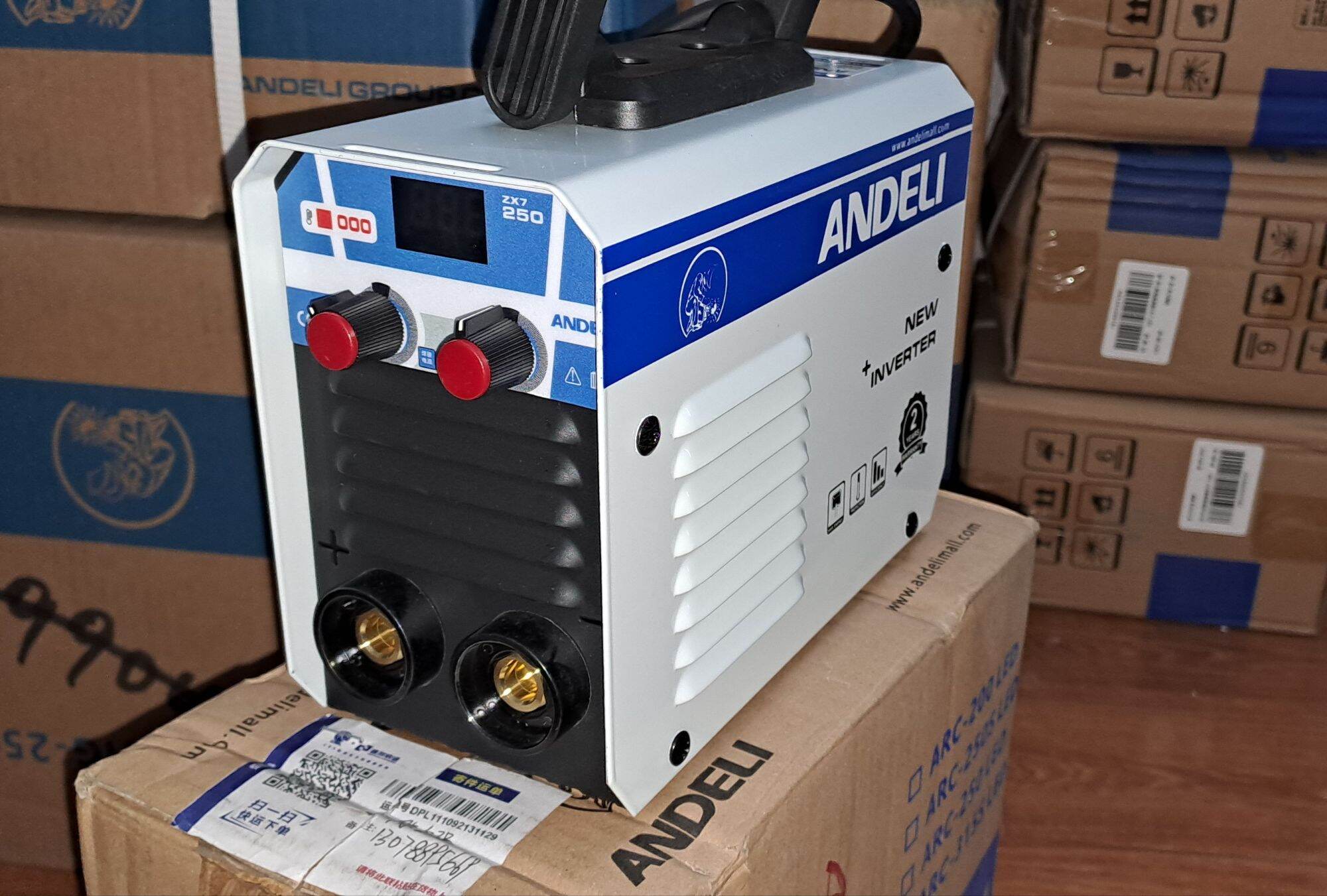 máy hàn que điện tử zx-250 ANDELI(phụ kiện kẹp mát 2m+dây kìm hàn que 3m)