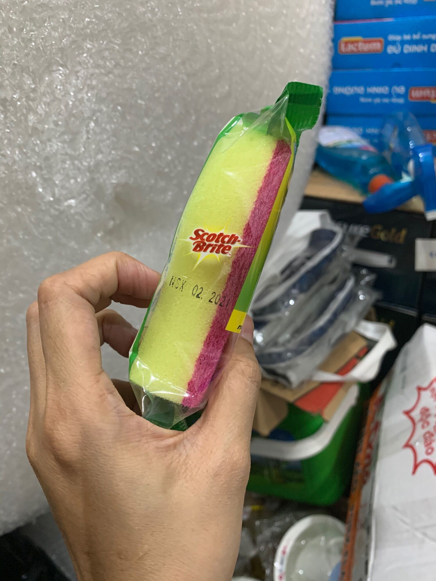 Miếng rửa chén scotch brite màu hồng