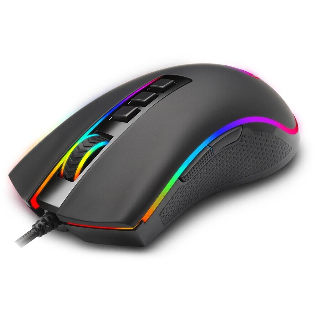 Redragon rắn hổ mang m711 rgb usb chuột chơi game có dây 12400 dpi 9 nút có thể lập trình công thái học có đèn nền cho máy tính laptop