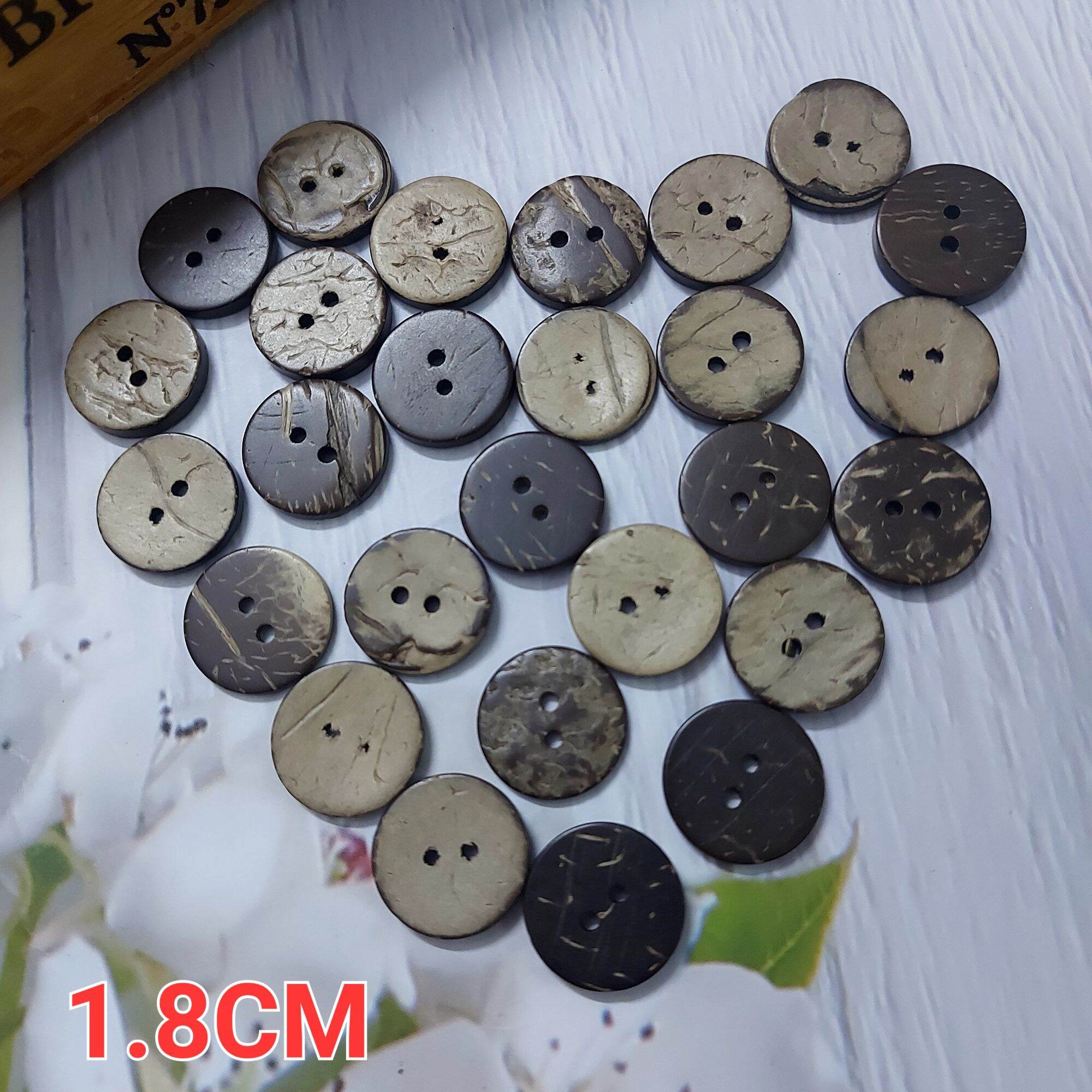 (túi 20 nút) Nút dừa ,phụ liệu cho thủ công may vá, bản  1.2cm đến 2.4cm.